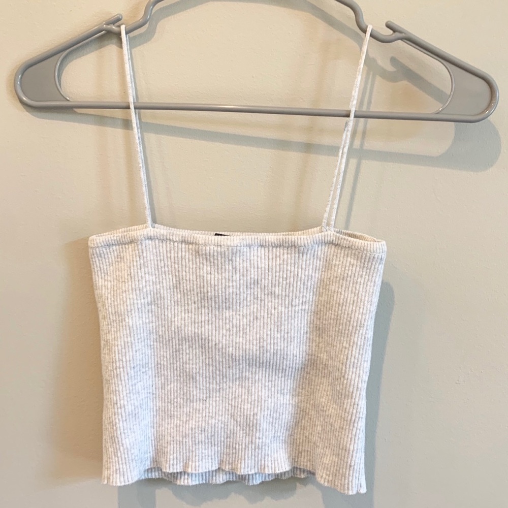 Brandy Melville Light Grey Ribbed Tank OS